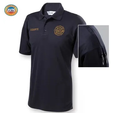 LION Station Wear POLO T-Shirt, Short Sleeve, Navy Blue, 100% Cotton, NFPA 1975 - 0420-10