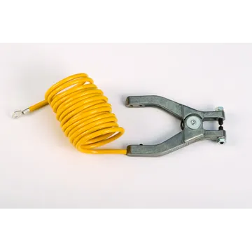 Justrite Antistatic Insulated Wire For Bonding/Grounding, With Hand Clamp And 1/4 Inch Terminal, 10 Feet Coiled - 08497