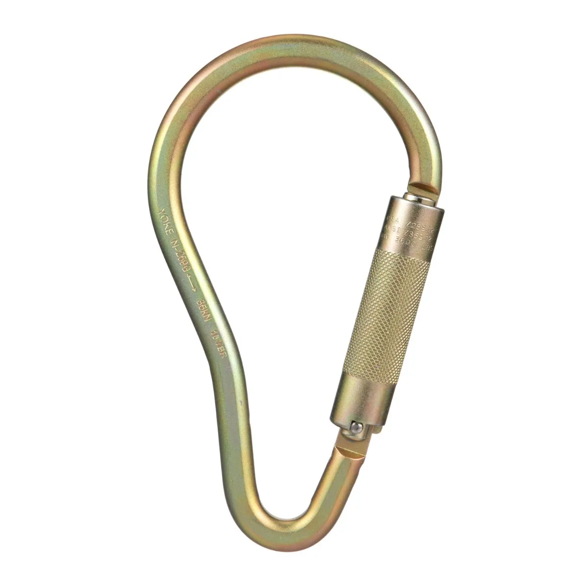 MSA Steel Carabiner, 2.1" Gate Opening, Auto-Locking, ANSI Z359.12 - 10089209