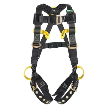 MSA Workban Workban Flash Vest-Style Harness, Back & Side Web Loop, Tlan Brule Leg Straps, Bely Loops-10162694