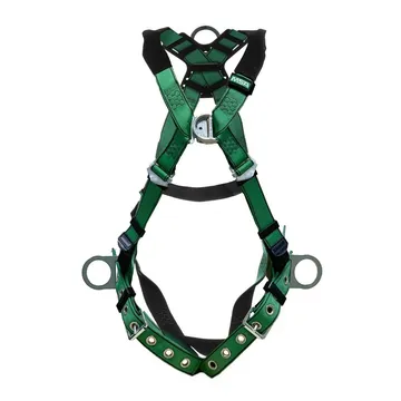 MSA V-FORM Harness,  Back, Chest & Hip D-Rings, Standard, 400 lb., Green - 10206070