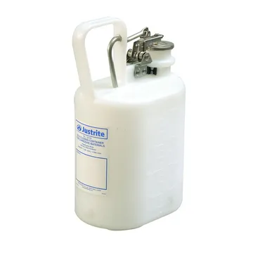 Justrite Safety Disposal Can, 1 gal, Corrosives, Oval Acid Container, White, 12161