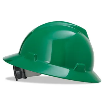 Safety Helmet, V-Gard® Polyethylene Full Brim Hard Hat With Ratchet/4 Point Ratchet Suspension, Green Color