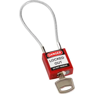 Brady® Compact Cable Padlocks, Red, 20 cm - 1079962