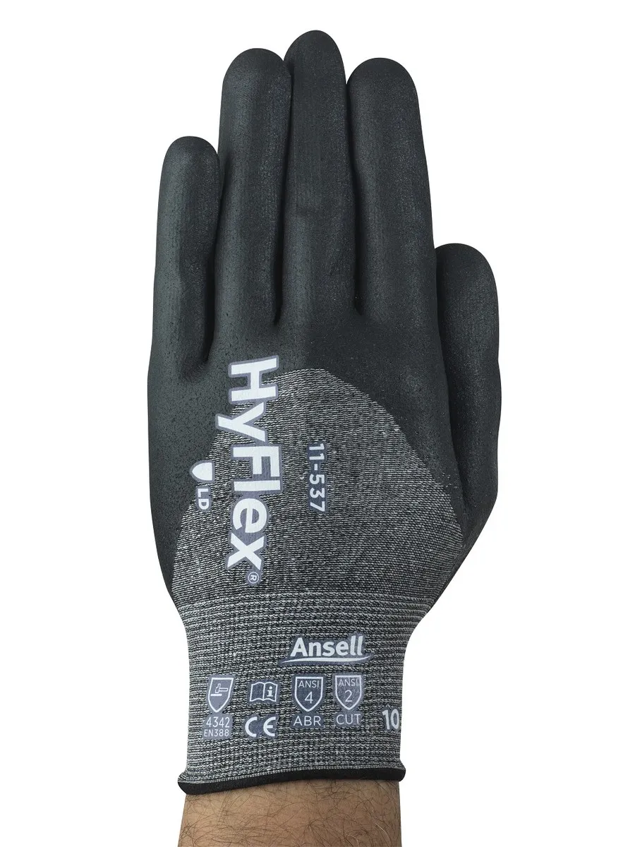 Ansell HyFlex® 11-537 Cut Resistant Glove, 3/4 Dip Protection, Ultralight Weight 