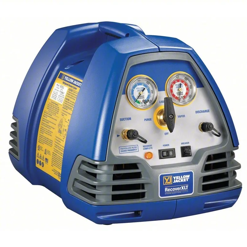 YELLOW JACKET 95760 Refrigerant Recovery Machine: Handle, 0.4 lb/min Vapor, 2 lb/min Liquid, 6 ft Cord