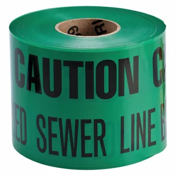 Brady Underground Warning Tape: Green, 6 in Roll Wd., 1,000 ft. Roll Lg., 4 mil Thick - 91299
