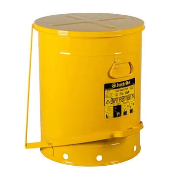 21 Gallon, Oily Waste Can, Hands-Free, Self-Closing Cover, Yellow - 09701