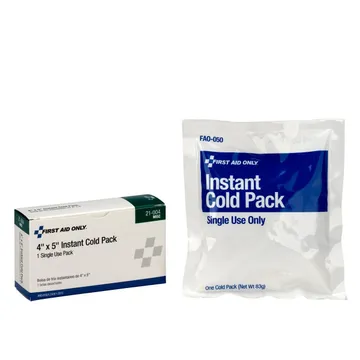 First Aid Only Single Use Instant Cold Pack, 4" x 5", 1 Per Box - 21-004