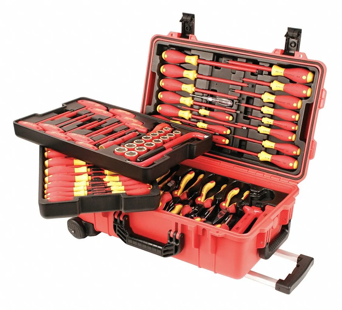 WIHA 32800 Insulated Tool Kit: Insulated, 79/80 Total Pcs, Rolling Tool Case - 26X224 
