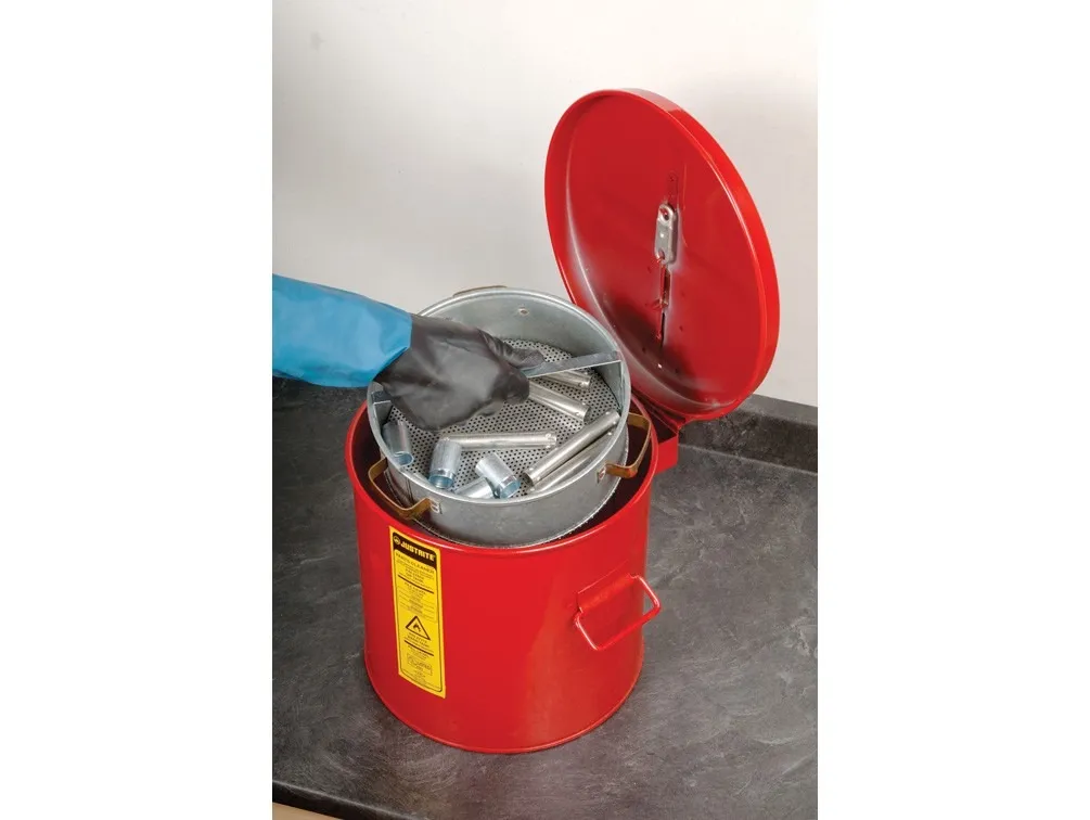 Wash Tank With Basket For Small Parts Cleaning,3.5 Gallon,Self-Close Cover W/Fusible Link,Steel