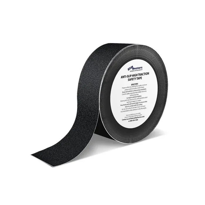 Slip Doctors Anti Traction Tape (2" x 60 FT) Black, 60 Grit, Heavy Duty Safety Tape for Indoor/Outdoor