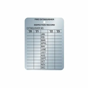 Fire Extinguisher Inspection Record Tag, Aluminum, 10 PK - 35TJ49