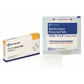 First Aid Only 3"X3" Sterile Gauze Pads, 4/Box - 3-001