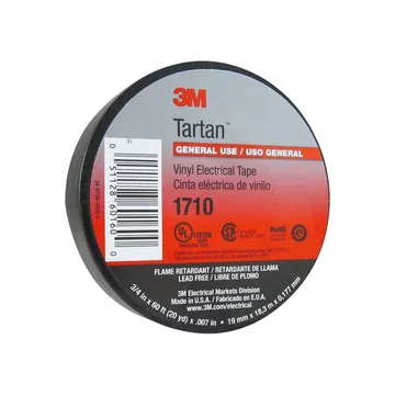 3M Vinyl Electrical Tape, Rubber Tape Adhesive, 7.0 mil Thick, 3/4 in X 60 ft, Black