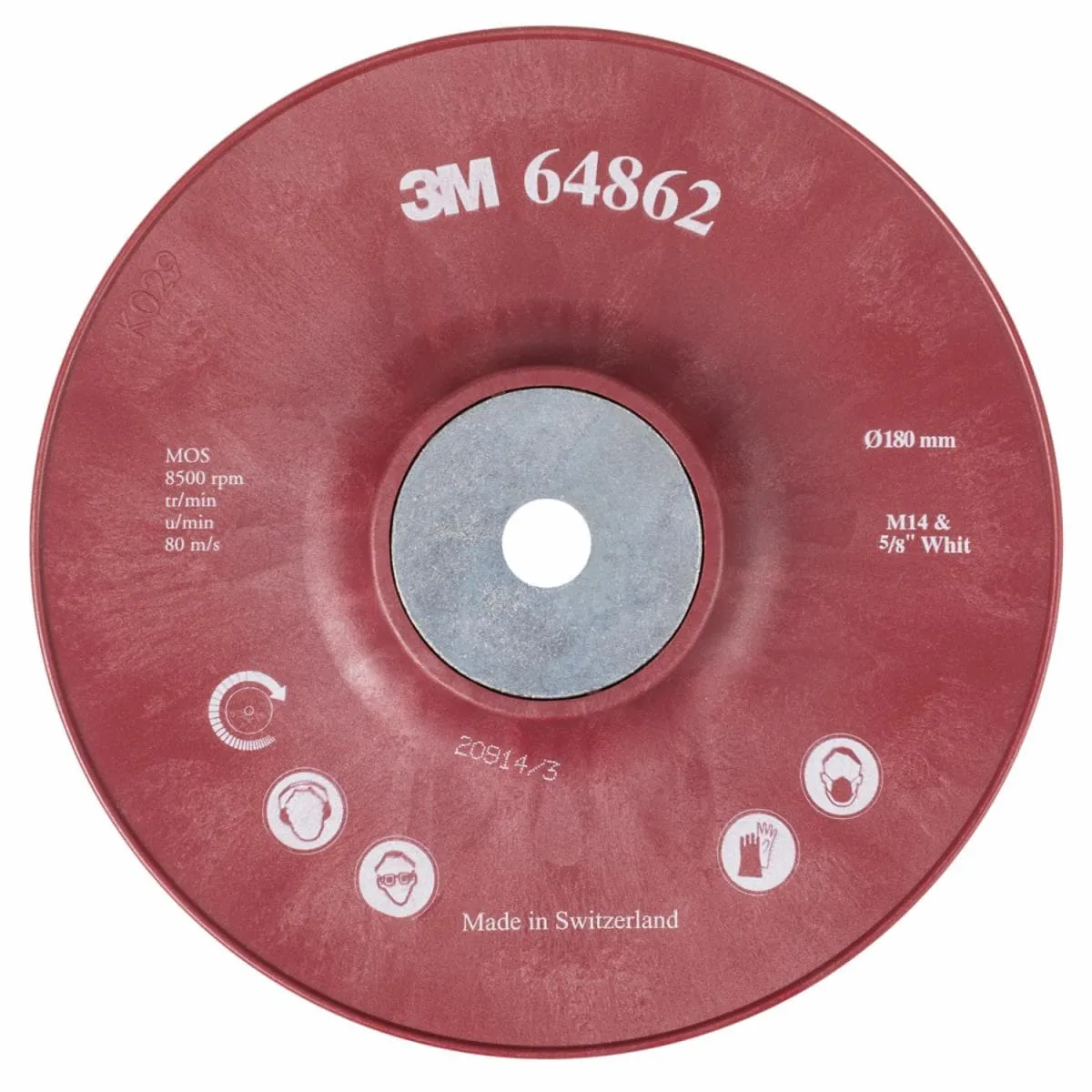 3M High Performance Ribbed Back-Up Pad 180mm Red - 7000032411