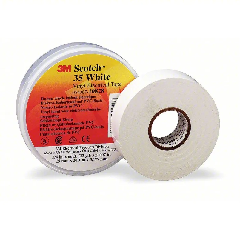 3M Scotch 35 Electrical Tape White 2A228, 3/4 in x 66 ft, 7 mil