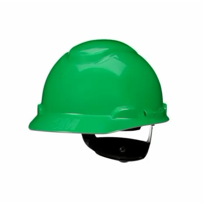 3M SecureFit Hard Hat in green with 4-Point Pressure Diffusion Ratchet Suspension and UVicator, SKU H704SFRUV
