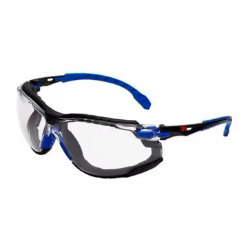 3M Solus 1000 Safety Glasses with Blue/Black Frame, Clear Lens, and Scotchgard Anti-Fog/Anti-Scratch Coating - SKU: S1101SGAF-EU