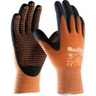 Maxiflex, Palm Coated Knitwrist, Nitrile With Nitrile Dots, Coating Black, Liner Orange Sz :medium - Atg - 42-848