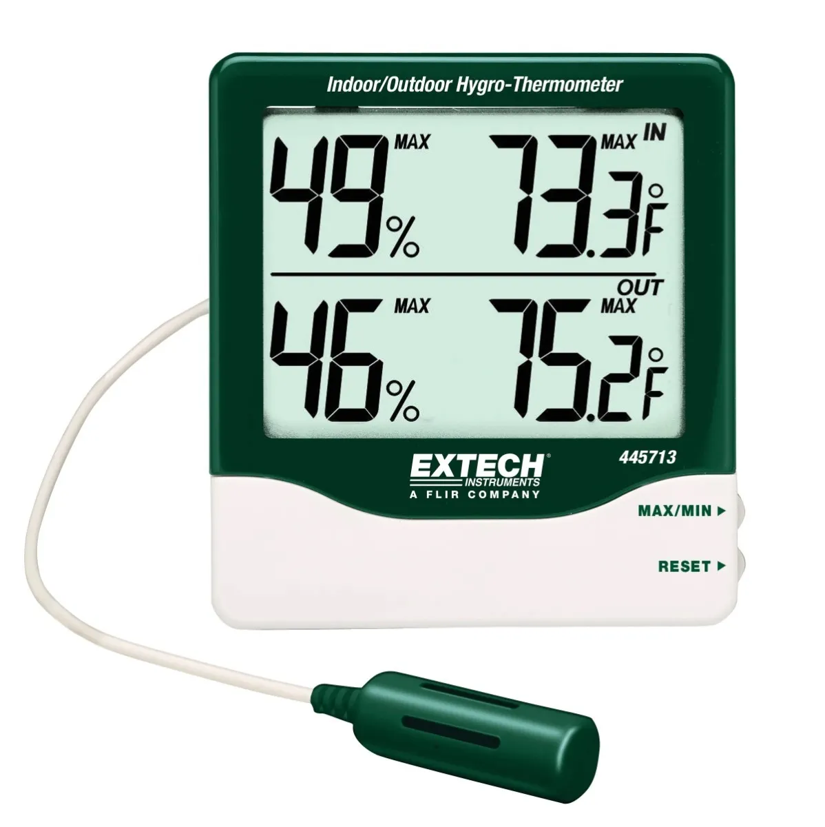 EXTECH Big Digit Indoor/Outdoor Hygro-Thermometer - 445713