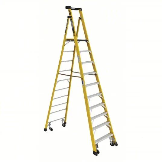 WERNER Podium Stepladder: 12 ft Ladder Size, Fiberglass, 375 lb Load Capacity, 68 lb Wt