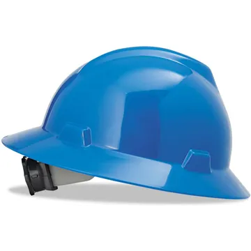 خوذة أمان ، V-Gard® Polyethylene قبعة صلبة كاملة مع تعليق السقاطة/4 نقطة ، الأزرق