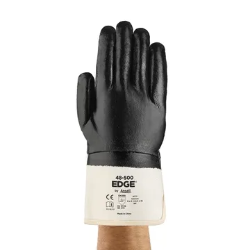 ANSELL EDGE 48-500 NITRILE FULLY COATED GLOVES, HHEAVY HANDLING, OIL AND LIQUID REPELLENT