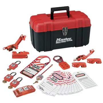 MASTER LOCK Portable Lockout Kit, Filled, Electrical Lockout, Tool Box - 1457E410KA