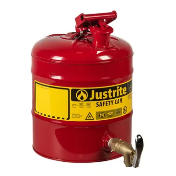 Red 5 gallon steel safety can with brass faucet for laboratory use - 7150150