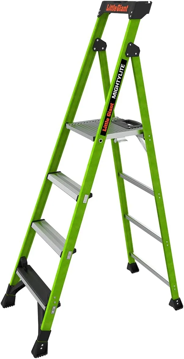 LITTLE GIANT 6 FT Fiberglass Platform Stepladder, 375 lb., 38 in Base Spread - 15406-001