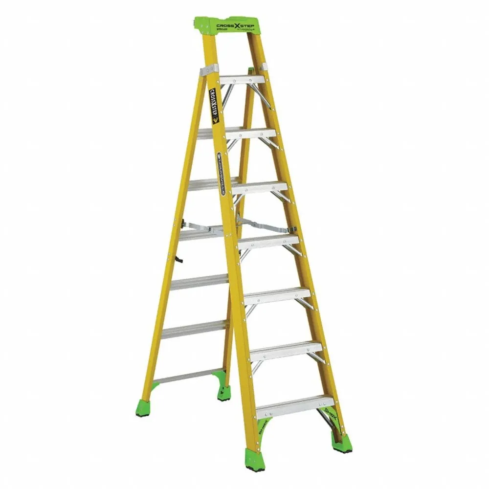 LOUISVILLE Fiberglass Stepladder 8 ft. 375 lb. Load Capacity FXS140