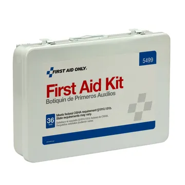 36 Unit First Aid Kit With BBP And CPR, Metal Case First Aid Only