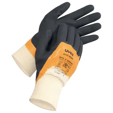Gloves, Safety, General Purpose, Palm And Entire Back Hand Coated, Color Back White & Orange - Uvex - 60208