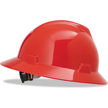 Hellat Safety, V-Gard ® Polyethelene Hard Hat مع Ratchet/4 Point Ratchet Susالتقاعدي, RED