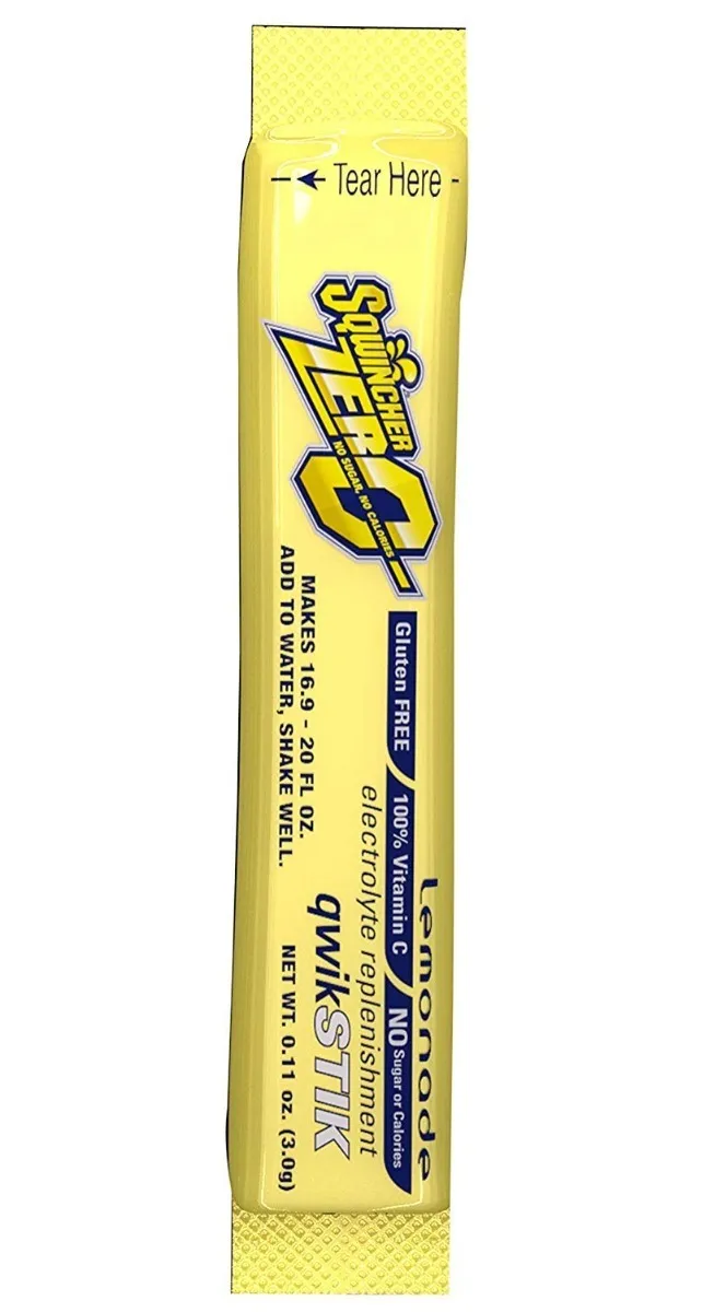 Sqwincher Zero Qwik Stik Powder, 20 oz., Lemonade, 500/Case - 060103-LA