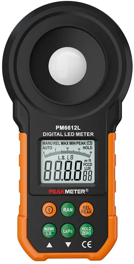 PEAKMETER LED Digital Analog Bar Light Lux Meter PM6612L