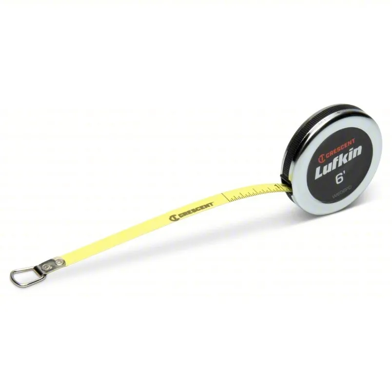 CRESCENT LUFKIN W606PD Tape Measure: Loop Tip, Metal, Silver 6 ft