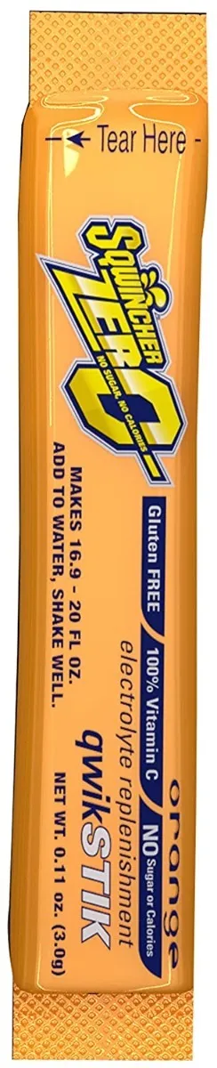 Sqwincher Zero Qwik Stik Powder, 20 oz., Orange, 500/Case - 060100-OR