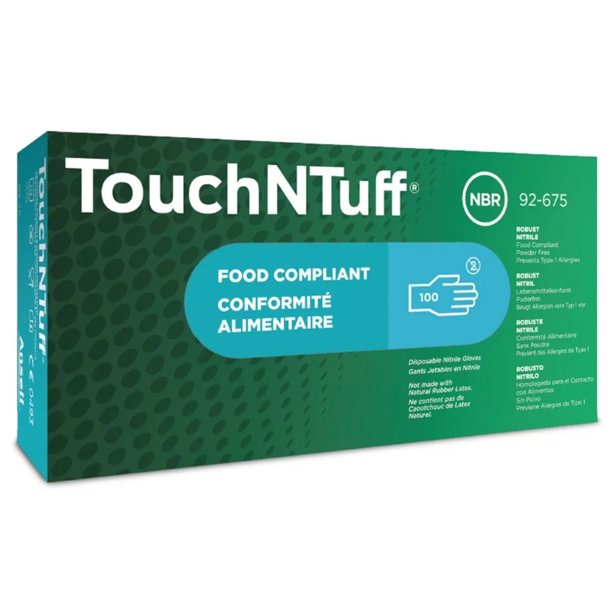 Ansell 92-670 TouchNTuff® Disposable Nitrite Blue Gloves