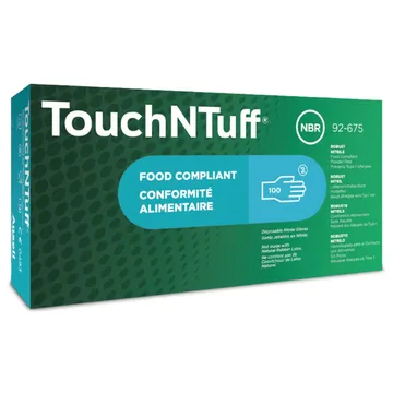 Ansell 92-670 TouchNTuff® Disposable Nitrite Blue Gloves-Small