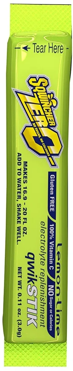 Sqwincher Zero Qwik Stik Powder, 20 oz., Lemon-Lime, 500/Case - 060106-LL