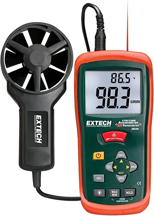 EXTECH CFM/CMM Mini Thermo-Anemometer with built-in InfraRed Thermometer - AN200