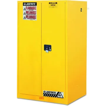 Justrite Sure-Grip® EX Flammable Safety Cabinet, 60 gallon, 2 manual-close doors, Yellow - 896000