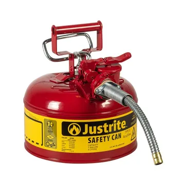 Justrite 1 Gallon Type II AccuFlow™ Safety Can, 5/8" Metal Hose, Red - 7210120