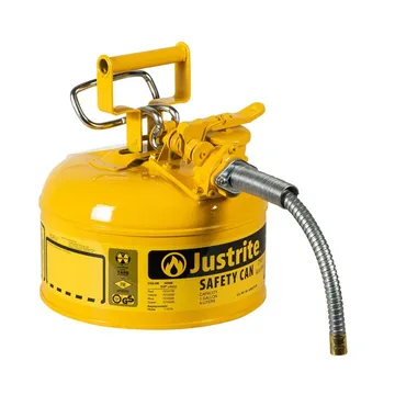 Justrite 1 Gallon Diesel Type II AccuFlow™ Safety Can, 5/8" Metal Hose, Yellow - 7210220