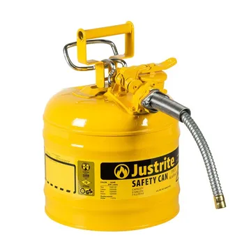 Justrite 2 Gallon Diesel Type II  AccuFlow™ Safety Can, Steel, 5/8" Metal Hose, Yellow - 7220220