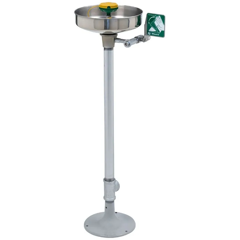 HAWS pedestal mounted, stainless bowl eye/face wash with AXION&reg; MSR eye/face wash head, 7361-7461
