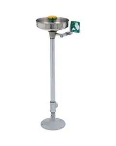 HAWS pedestal mounted, stainless bowl eye/face wash with AXION® MSR eye/face wash head, 7361-7461