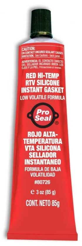 PRO SEAL RTV Gasket Maker: Low Volatile Hi-Temp Instant Gasket, 3 oz, Tube, Red - 80726